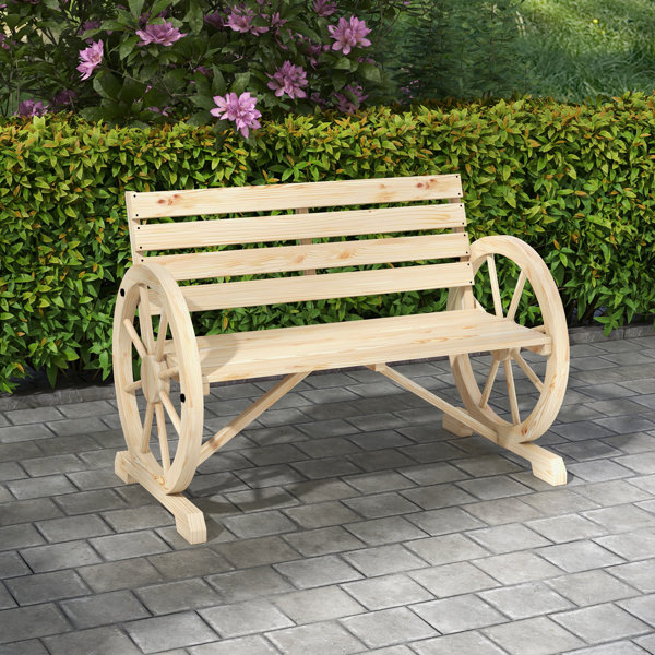 Alpen Home 2erGartenbank Sitzbank WagenradDesign rustikale Holzbank